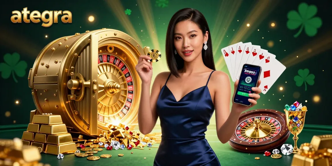 Ategra showcases the thrill of winning at the casino with vibrant 3D illustration featuring a confident Asian woman immersed in a gaming experience.