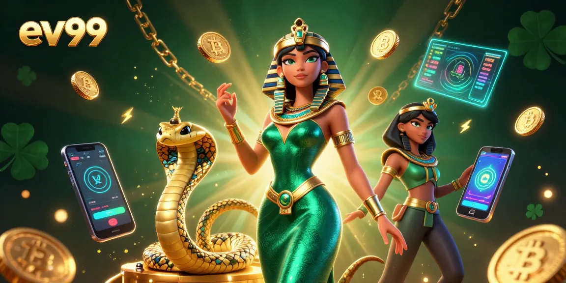 Bet successfully at ev99 with vibrant casino gaming elements and golden cobra companion