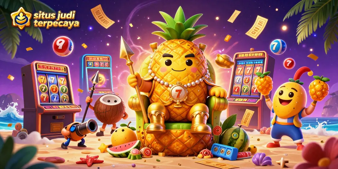 Gambarkan permainan di situs judi online terpercaya dengan karakter unik dan elemen kasino yang menarik.