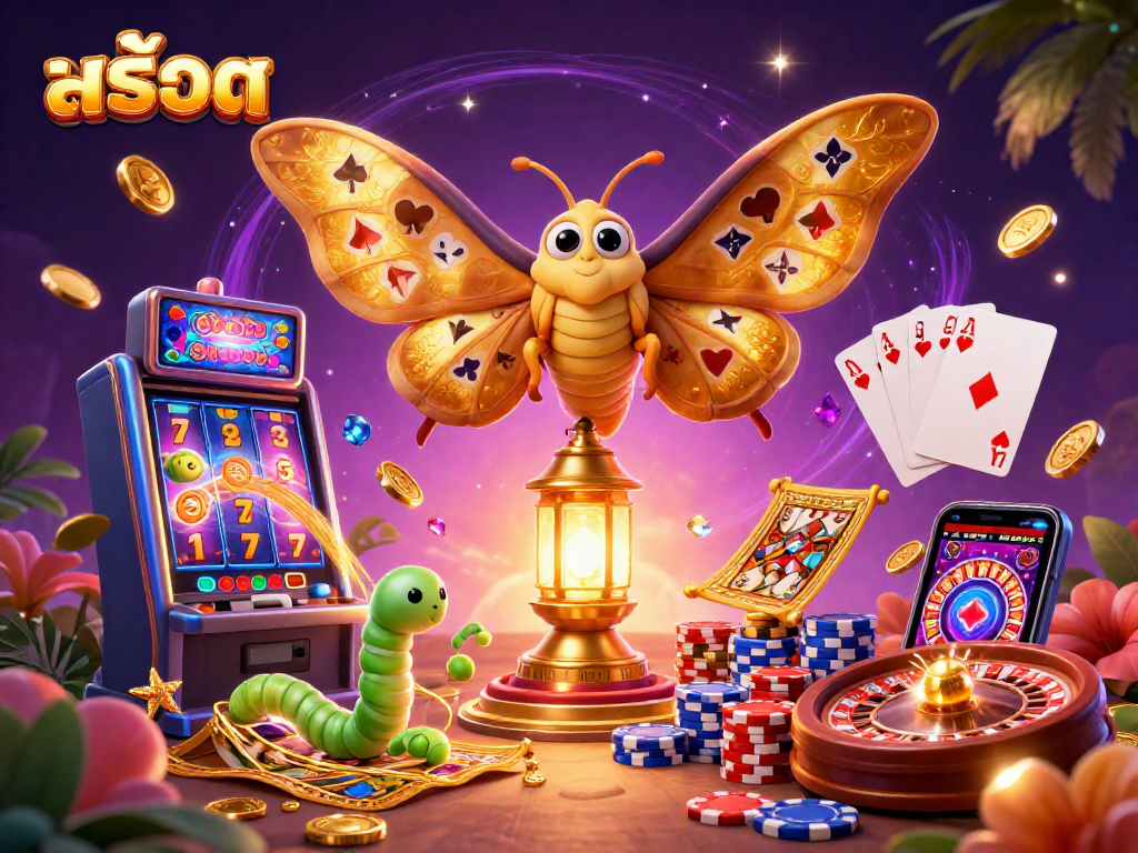 Experience thrilling สล็อต excitement with slot machines, golden coins, and vibrant casino scenes.