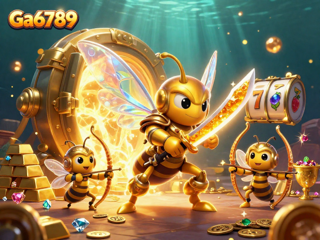 Explore Ga6789 with golden hornet samurai and treasure in an ultra-detailed casino fantasy