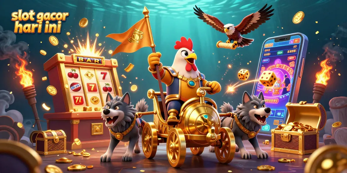 Menangkan slot gacor hari ini dengan ilustrasi kasino unik menampilkan karakter menarik dan elemen permainan.