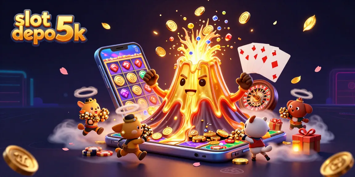 Experience the thrill of slot depo 5k with a vibrant 3D scene capturing dynamic casino elements.