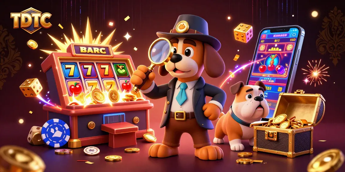 Engage with TDTC through rich gaming visuals, a detective uncovering poker clues amidst vibrant casino elements.