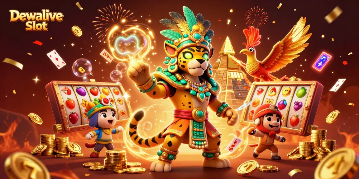 Engage with Dewalive Slot featuring vibrant reels, glowing coins, and dynamic game elements in action.