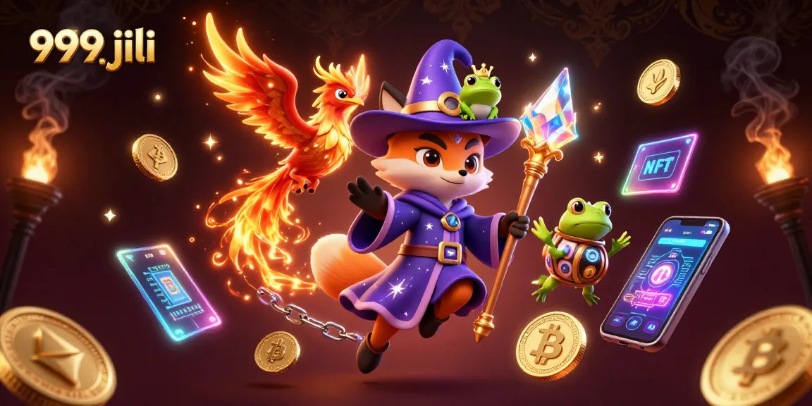 Play thrilling slots and win with 999 jili's captivating wizard fox and phoenix in a rich casino scene.