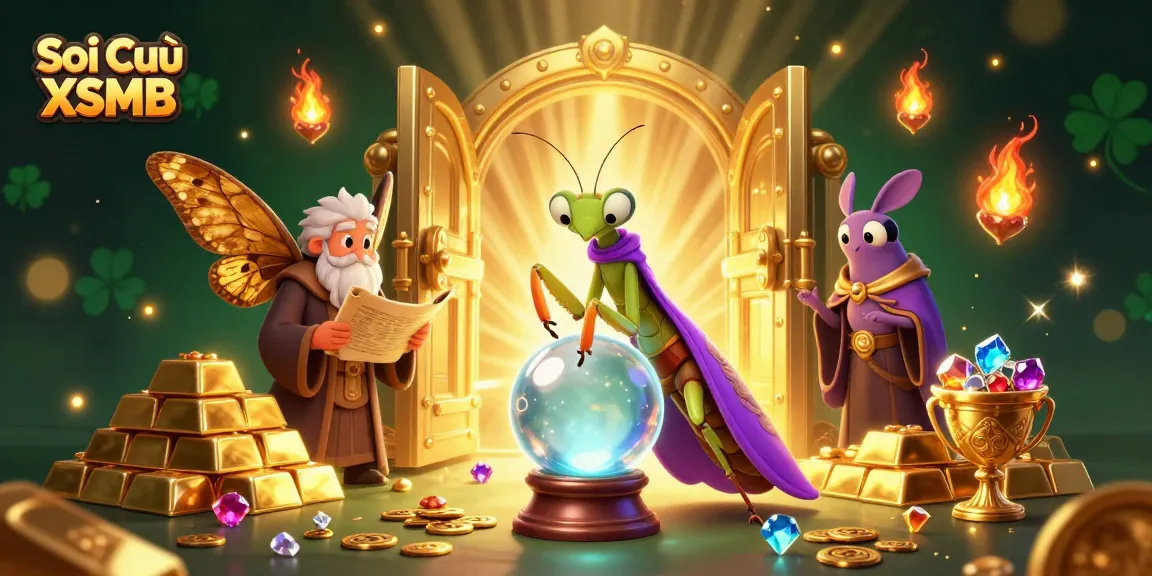 Soi Cầu XSMB predictions illustrated with mystical fortune tellers and treasure elements