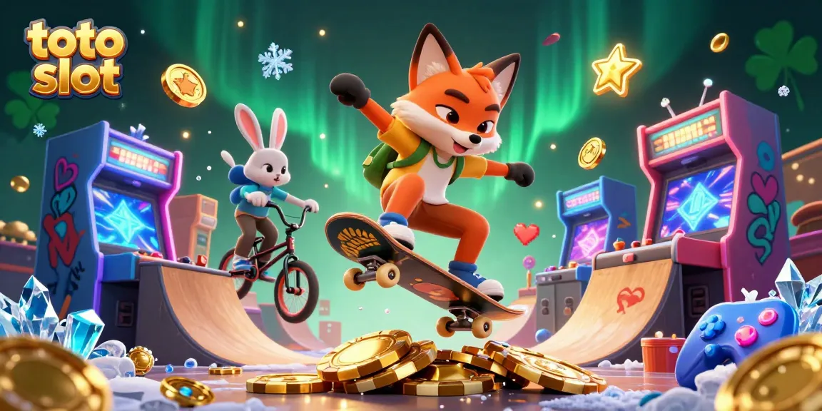 Experience thrilling toto slot action with a 3D fox and rabbit gaming amidst casino symbols.