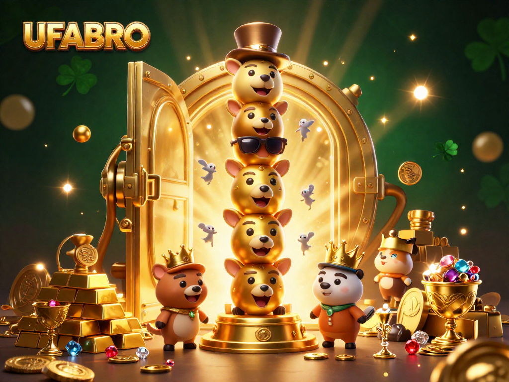 UFABRO immersive casino experience featuring dynamic totem and treasures with golden gleam.