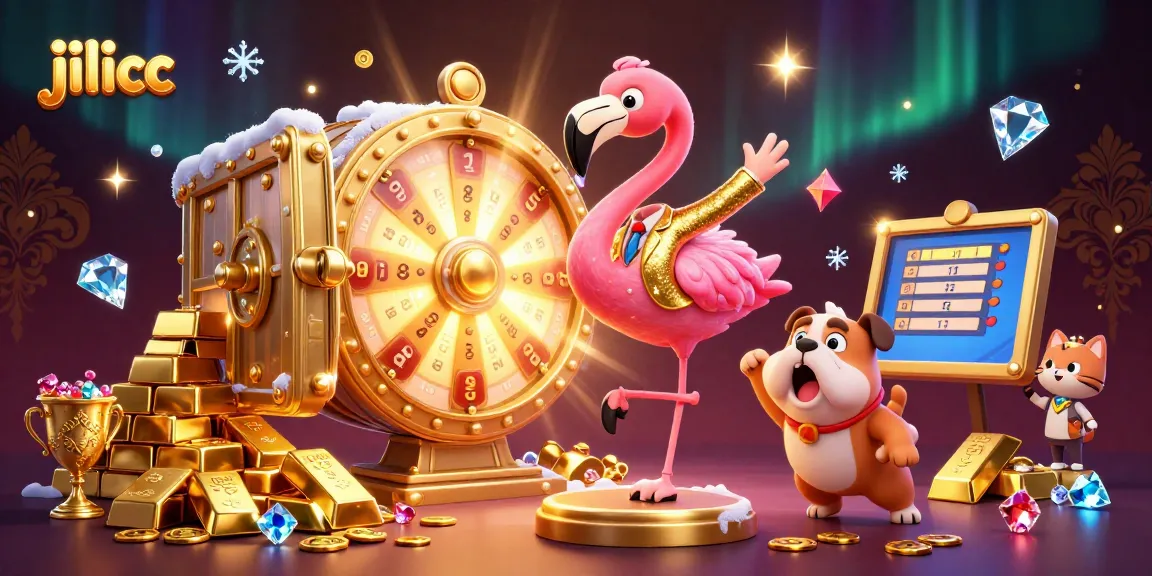 Spin the exciting golden prize wheel at jilicc with vibrant characters in a dynamic gambling scene.