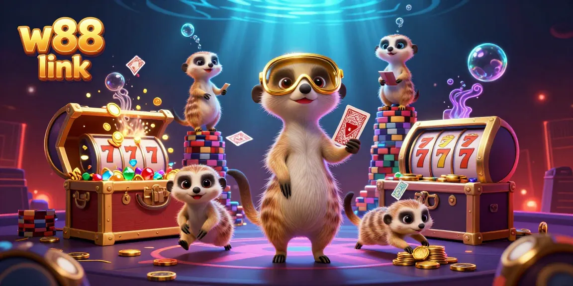 Experience thrilling gameplay at W88 link while meerkats run an exciting casino operation.
