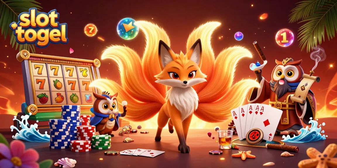 Experience the thrill of slot togel with a vibrant mix of characters and casino elements in a captivating scene.