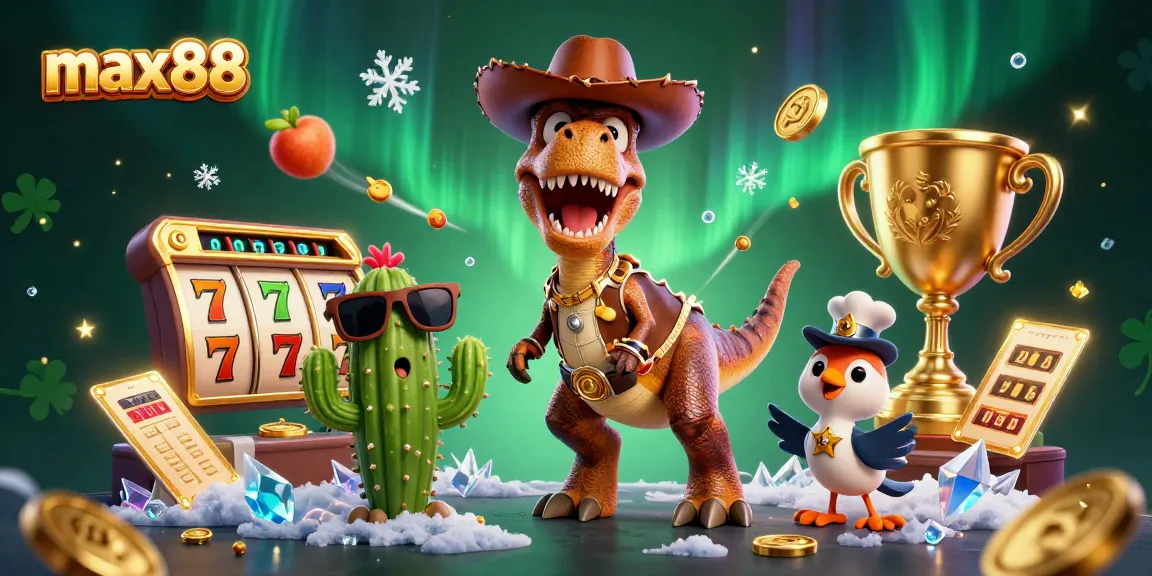 Experience max88's excitement with a dynamic 3D casino scene featuring thrilling slot games.