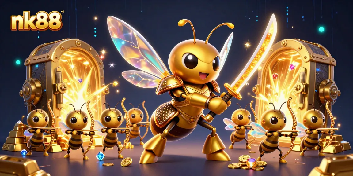 Experience fortune with nk88: explore a dynamic casino scene brimming with gold and jewels!