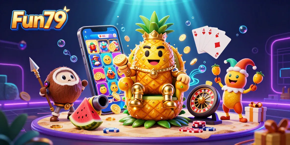 Fun79 offers an exciting casino adventure with vibrant 3D characters amidst dynamic gaming elements.