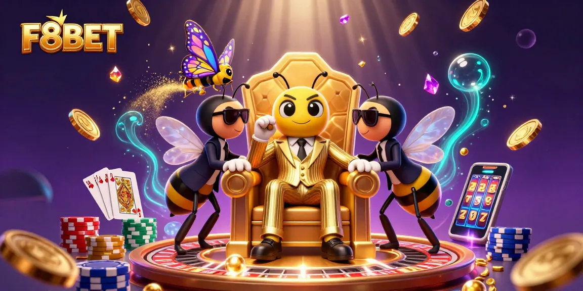 Join F8BET's casino adventure with a bumblebee mob boss and vibrant gaming elements