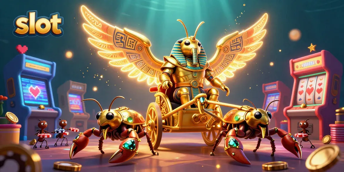 Spin the slot reels with a colossal scarab beetle and jewels in stunning 3D animation.