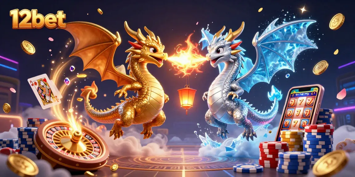 Chơi 12bet với trải nghiệm hình ảnh tuyệt vời, nơi rồng vàng và bạc hòa quyện trong không trung.