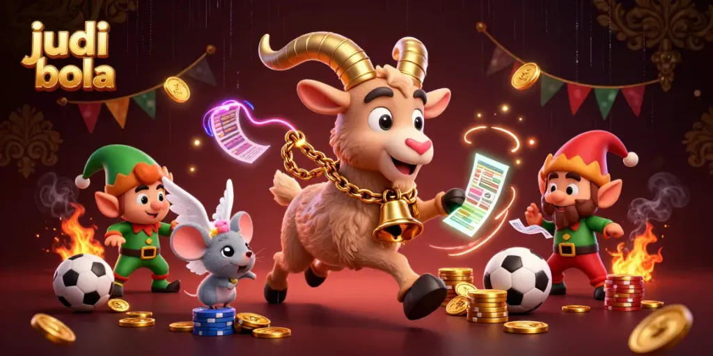 Engage in judi bola action amidst a lively sports betting casino scene, highlighting festive chaos and excitement.