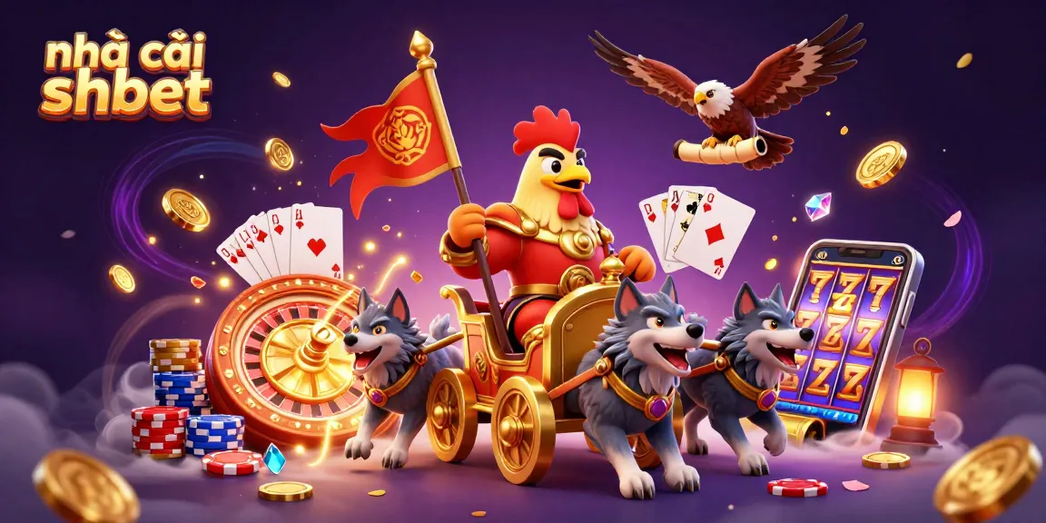 Engage in thrilling gameplay at nhà cái shbet with the dynamic casino illustration featuring a rooster warlord.