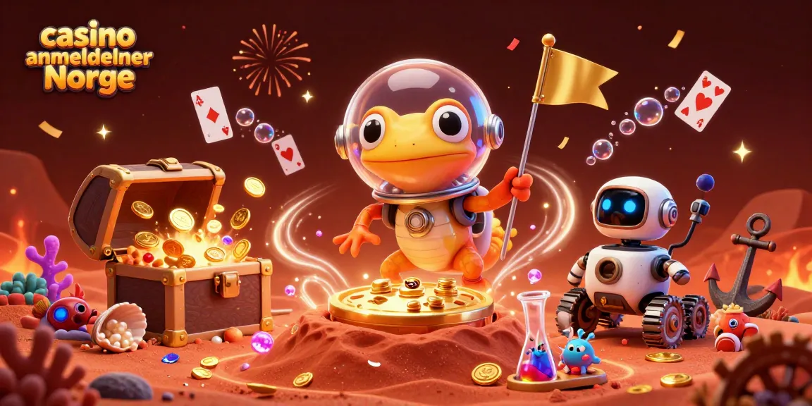 Casino anmeldelser Norge: Oppdag unike spillopplevelser med en 3D-illustasjon av Martian gecko i et gyllent casino.