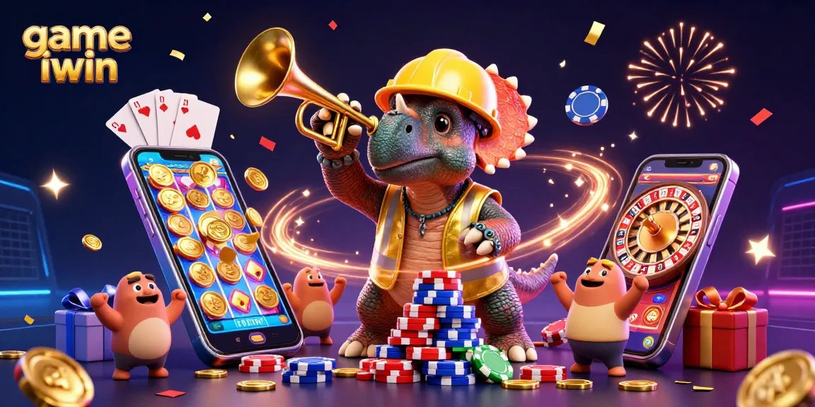 Engage with the thrilling game iwin featuring a lively casino theme with colorful characters and celebratory elements.