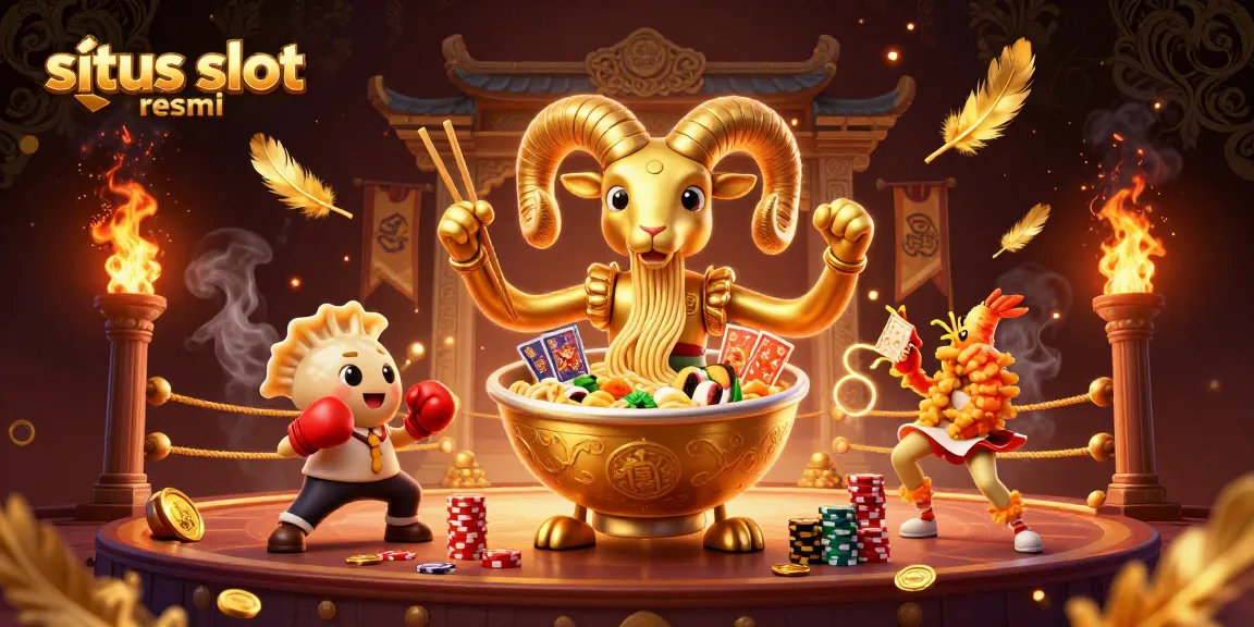 Win big at situs slot resmi with engaging slots action featuring a ramen bowl dealer and vibrant casino elements.