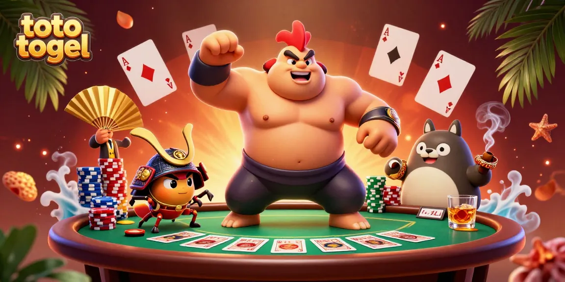 Experience the thrill of toto togel with powerful characters enjoying a vibrant casino setting.
