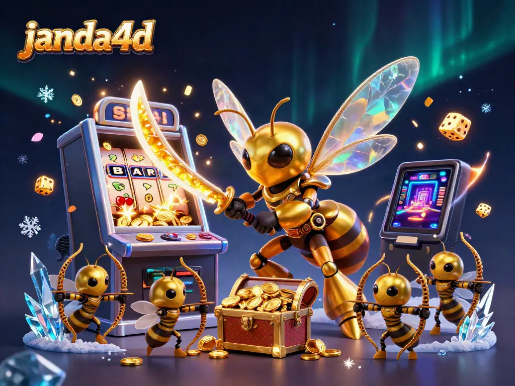 Menangkan jackpot dengan janda4d dalam ilustrasi 3D kasino yang penuh aksi dan detail.