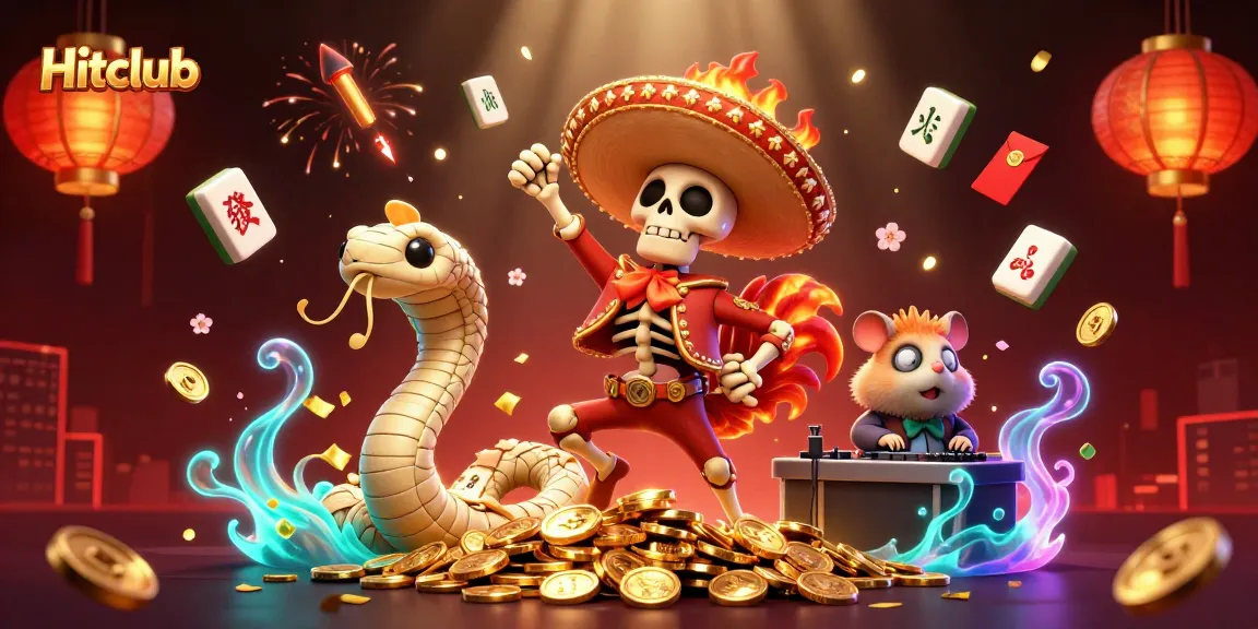 Experience the vibrant Hitclub scene with energetic characters and festive casino elements.