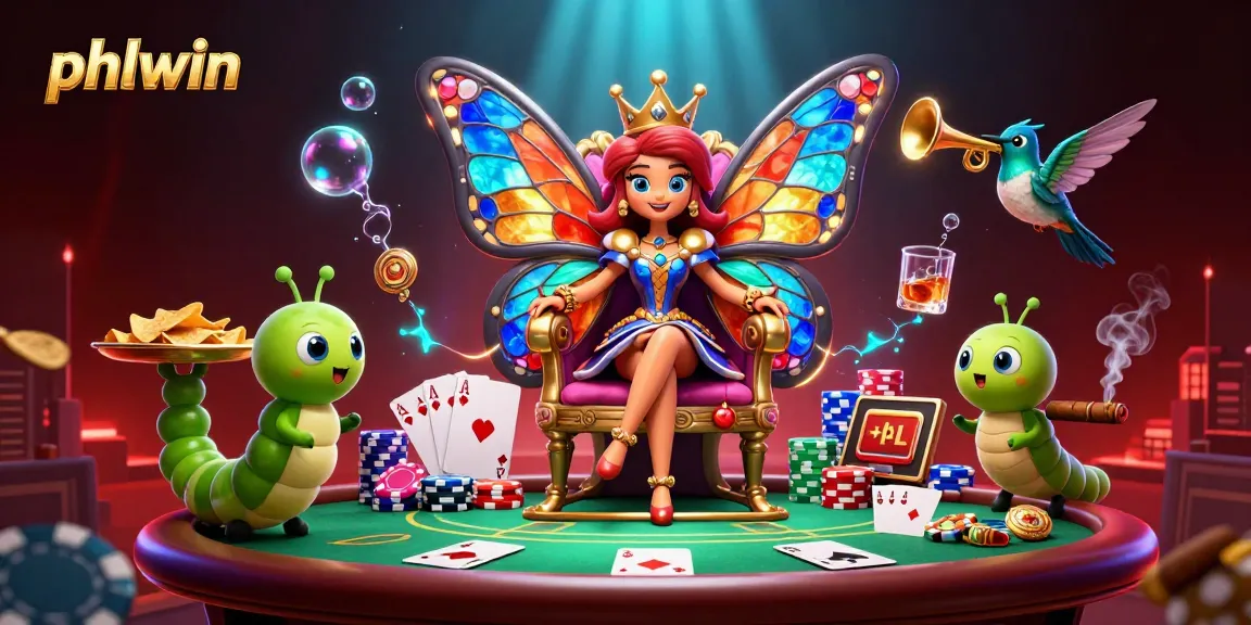 Experience thrilling gaming at phlwin with vibrant 3D characters and dynamic casino elements in this captivating illustration.
