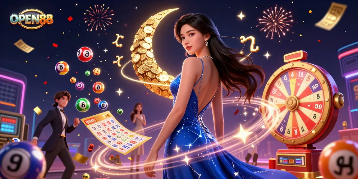 Engage in thrilling lottery gameplay at OPEN88, featuring dynamic colorful balls and exciting win elements.