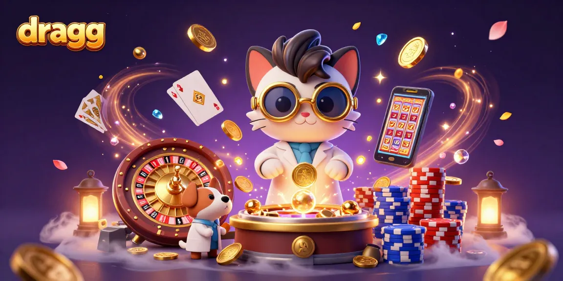 Experience thrilling gaming moments at dragg with vibrant casino illustrations featuring golden coins and lucky symbols.