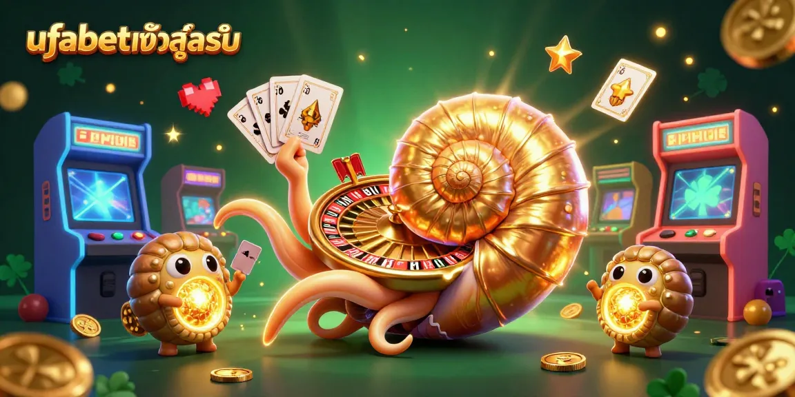 Engage in thrilling gameplay at ufabetเข้าสู่ระบบ with a vibrant casino atmosphere featuring a giant nautilus wheel.