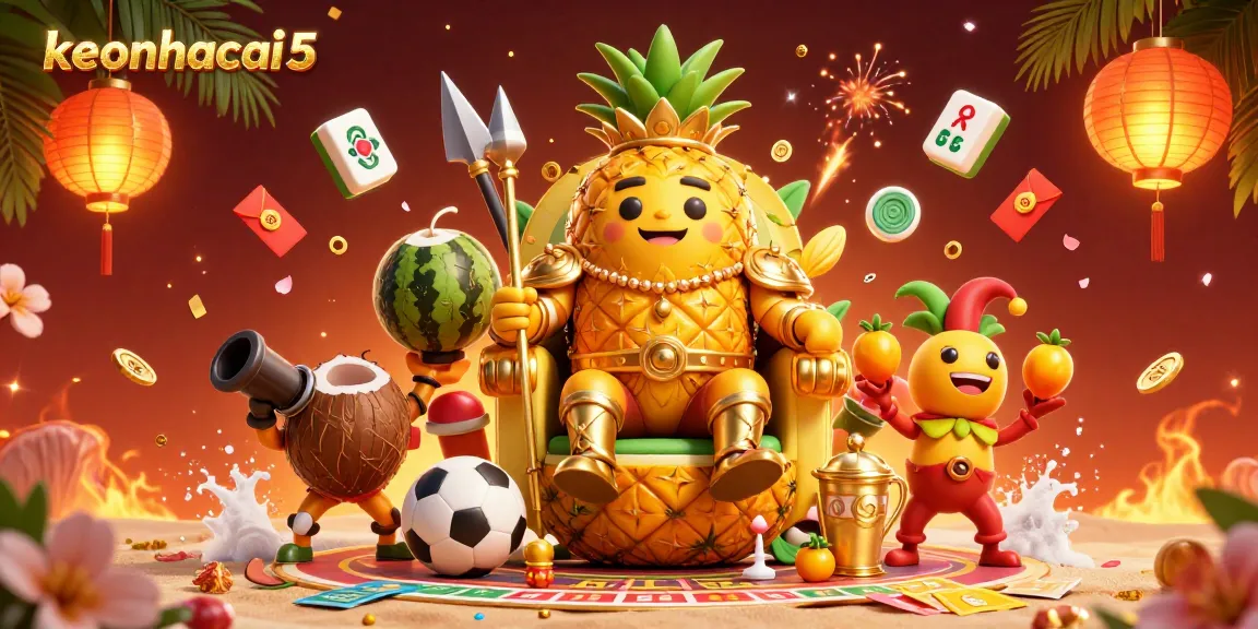 Experience thrilling sports betting with keonhacai5 as vibrant characters celebrate in a colorful casino.
