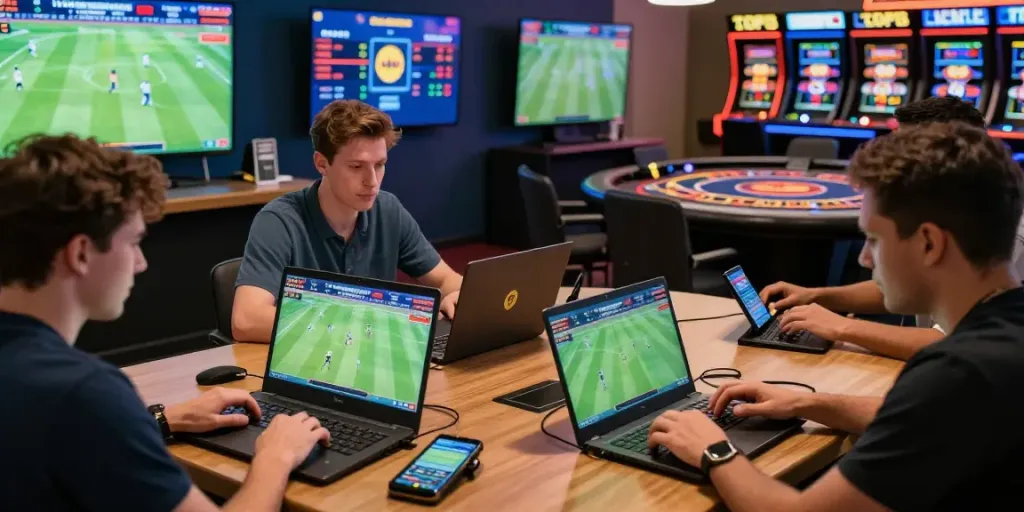 Engaging online betting experience on Lotus365 with players betting on cricket, football, and tennis.