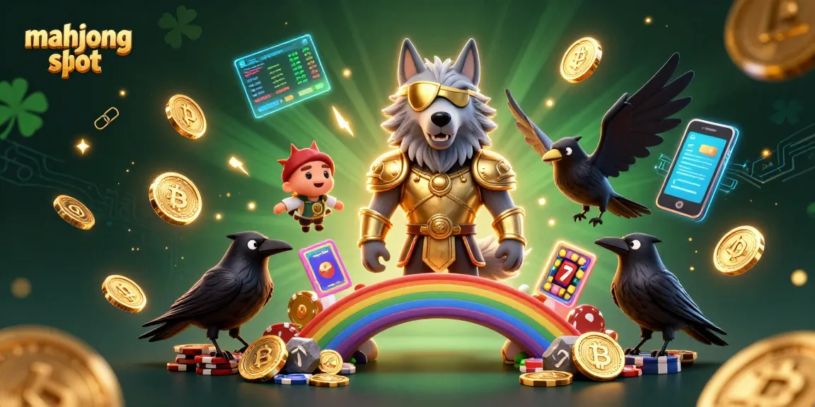 Engage in mahjong slot excitement with Odin and ravens amidst golden gaming elements.