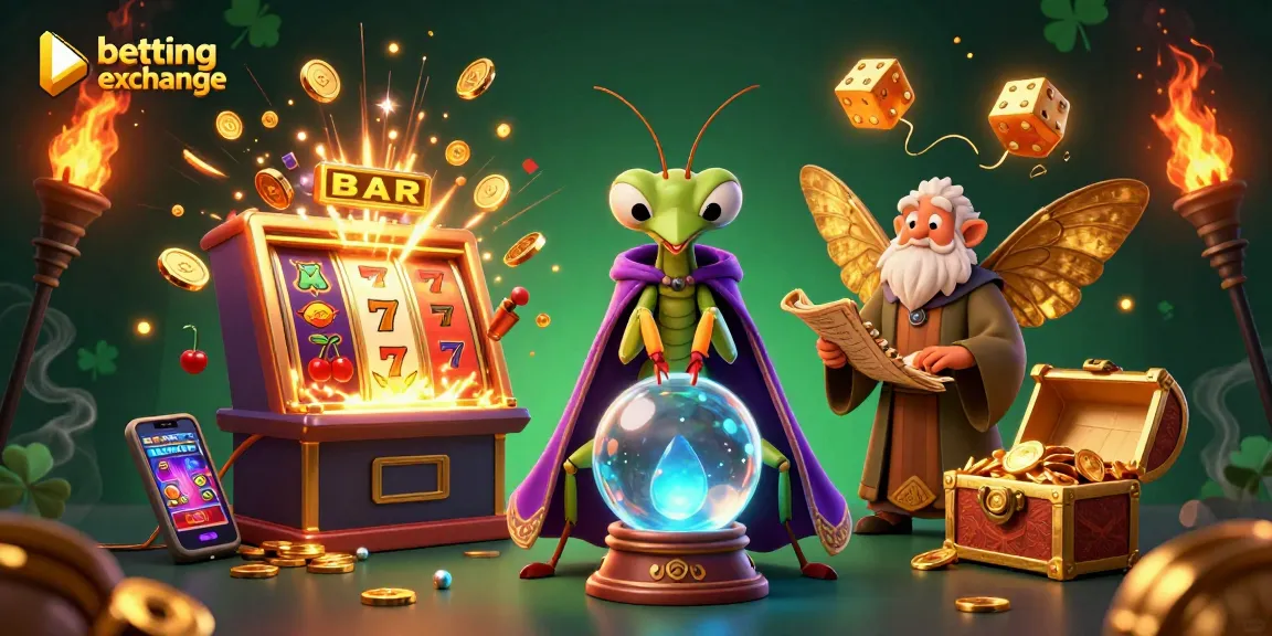 Experience the dynamic betting exchange scene with vibrant casino elements and characters.