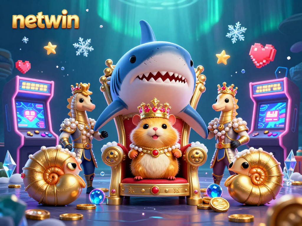 Join the thrilling online gaming adventure with netwin's golden hamster king in a vibrant casino scene