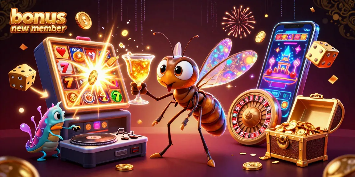 Engage with the exciting world of "bonus new member" offers featuring vibrant casino characters and elements.