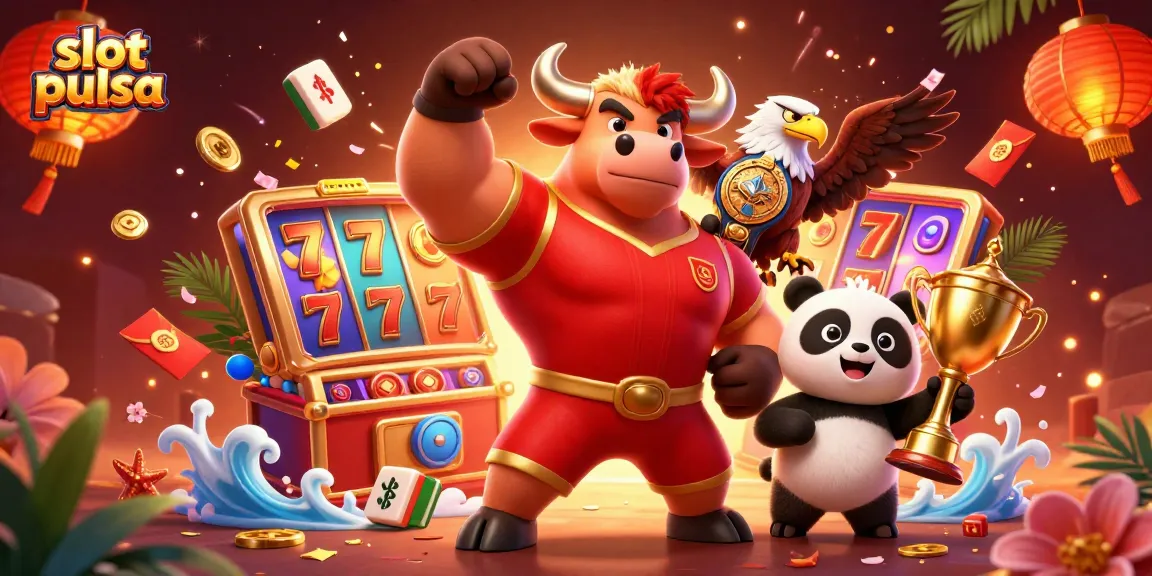 Experience thrilling slot pulsa adventures amid luxuries and celebrations in this animated casino illustration.