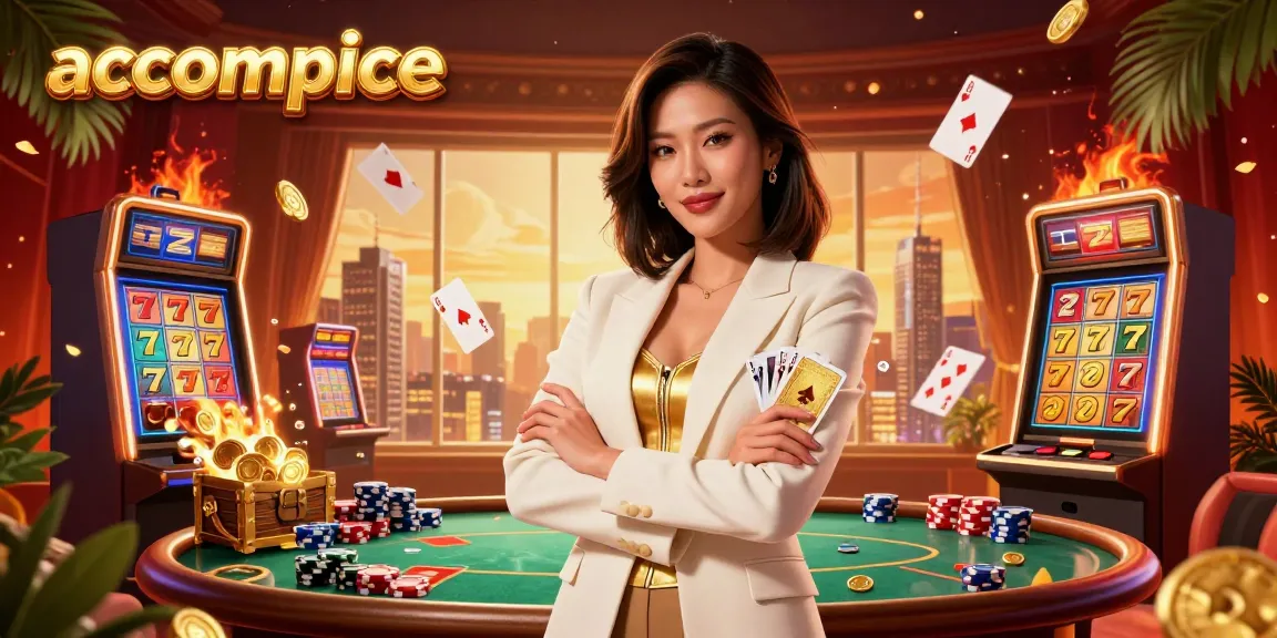 Experience thrilling gameplay at accomplice with vibrant casino elements and a glamorous poker atmosphere.