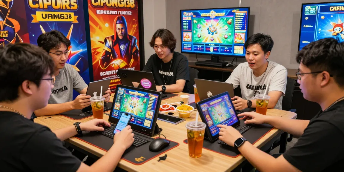 Pengalaman bermain slot online cipung138 dengan pemain antusias menggunakan perangkat mobile dan tablet dalam suasana meriah.