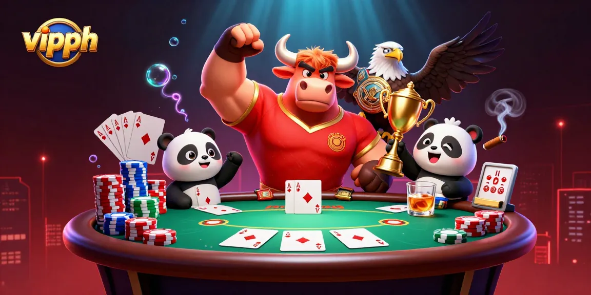 Score big with VIPPH in this vibrant 3D illustration showcasing victory and exciting poker elements.
