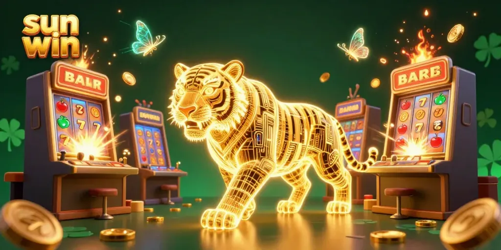 Experience the thrill of sun win with a golden tiger in a vibrant digital casino bursting with jackpots and energy.
