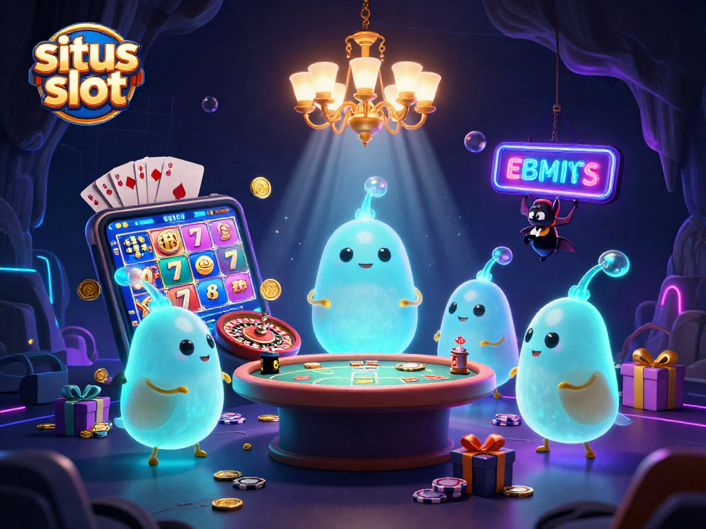 Menangkan situs slot dengan lebih banyak hadiah menggunakan ilustrasi kasino yang cerah.