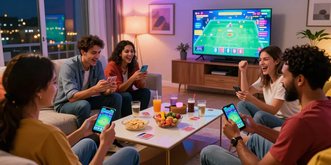 Group playing Teen Patti Gold apk file in cozy living room.